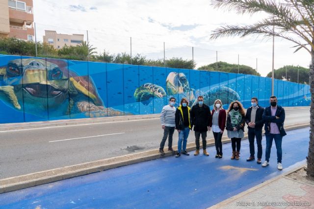 Finaliza el gran mural marino de Monteblanco en La Manga del Mar Menor