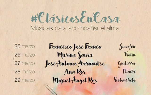 La Concejalía de Cultura amplía el ciclo Clásicos en Casa, con artistas locales actuando en streaming para que el tiempo en casa sea más divertido