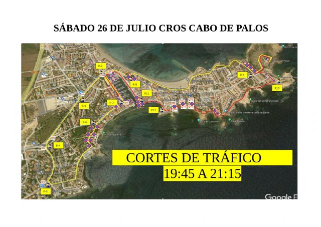 Cross de Cabo de Palos este sábado, con cortes de tráfico de 19:45 a 21:15 horas