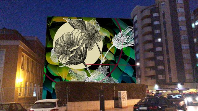 Un artista italiano pinta desde mañana un gran mural floral en el Campus de Alfonso XIII de la UPCT