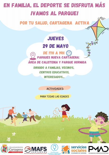 Actividad gratuita para practicar deporte en familia este jueves junto al local social de Nueva Cartagena