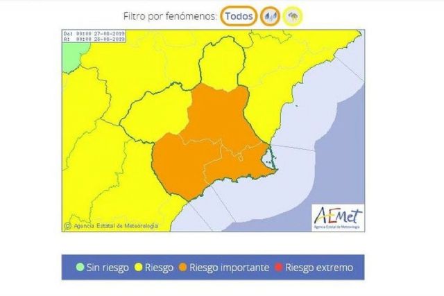 El Ayuntamiento de Cartagena activa la preemergencia ante el aviso naranja por gota fría