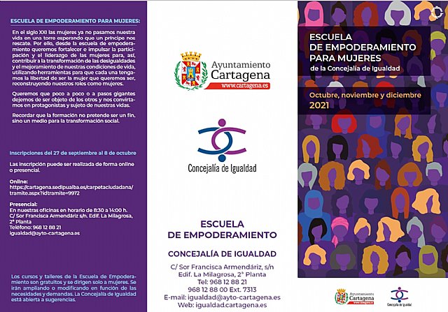 La Concejalía de Igualdad abre el plazo de inscripción para la Escuela de Empoderamiento