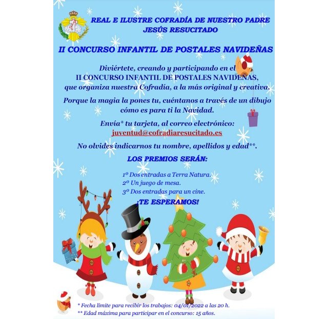 La Cofradía del Resucitado convoca el II Concurso Infantil de Postales Navideñas