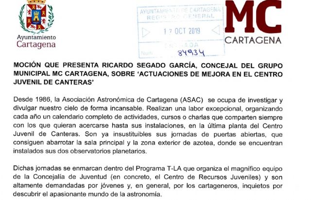 MC Cartagena 'fuerza' al Gobierno a garantizar la plena accesibilidad en el Centro Juvenil de Canteras