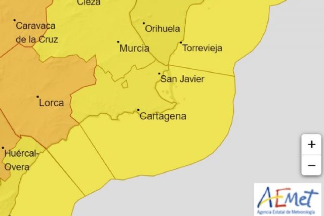 Aviso amarillo por vientos de hasta 70 kilómetros y oleaje de tres metros en Cartagena