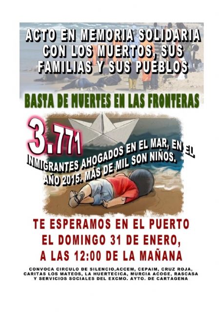 Cartagena rendirá homenaje a los inmigrantes ahogados en el mar para fomentar la cultura de acogida