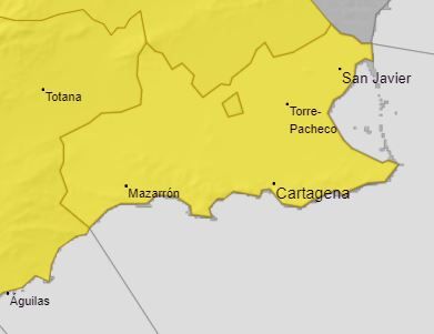 Aviso amarillo por tormenta en Cartagena este miércoles