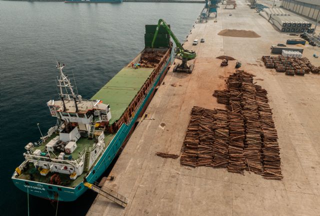 El Puerto de Cartagena inicia un nuevo tráfico con la exportación de 2.000 toneladas de troncos de pino